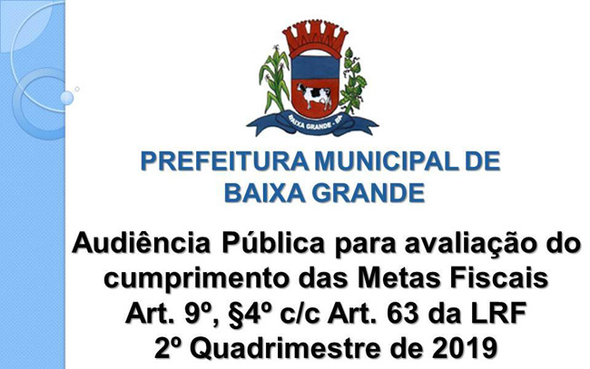 Avaliação das Metas Fiscais do 2º quadrimestre de 2019