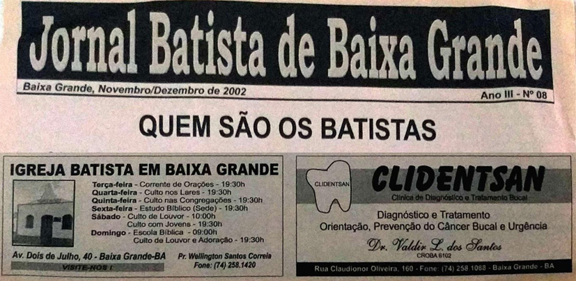 Jornal Batista de Baixa Grande nº 08| Novembro e Dezembro de 2002