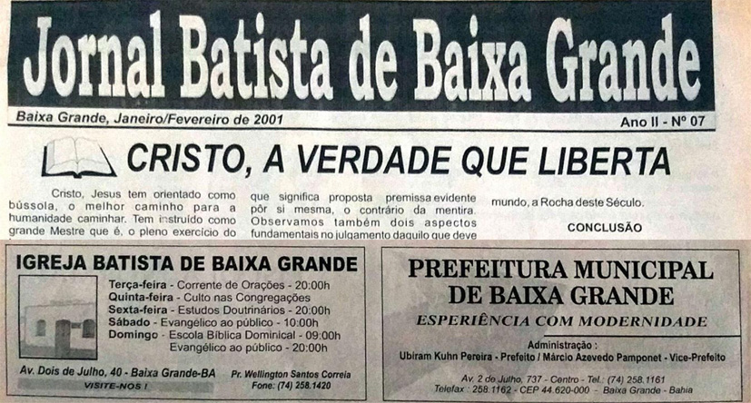 Jornal Batista de Baixa Grande nº 07| Janeiro e Fevereiro de 2001